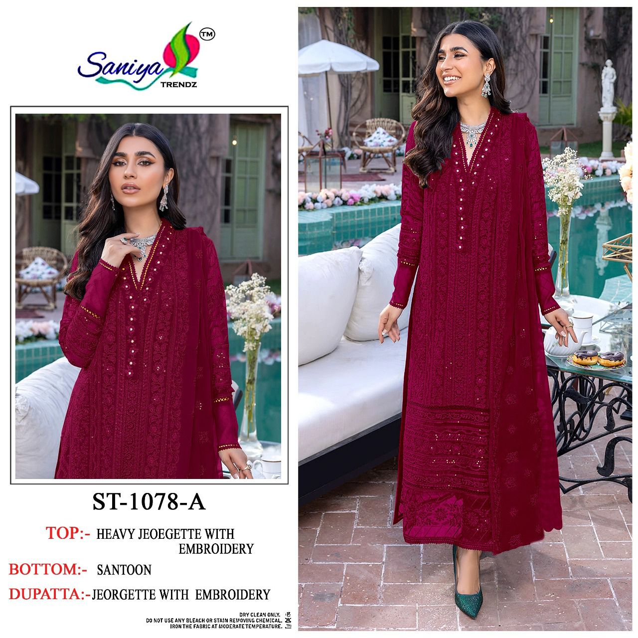 Saniya St 1078 Heavy Festive Wear Georgette Pakistani Salwar Kameez Collection